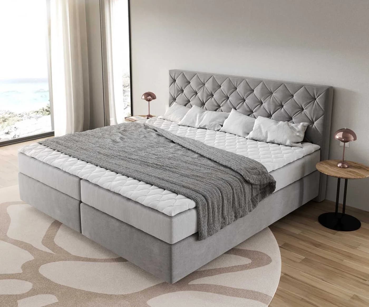 DELIFE Boxspringbett Dream-Great Grau Mikrofaser TFK Matratze - Bild 4