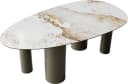 DELIFE Esstisch Edge Oval Keramik Weiß-Beige Titan-Look Bild 1