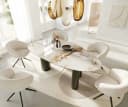 DELIFE Esstisch Edge Oval Keramik Weiß-Beige Titan-Look Bild 2