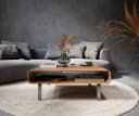 DELIFE Couchtisch Anaya Akazie Natur 90x90 cm L-Fuß Edelstahl Bild 3