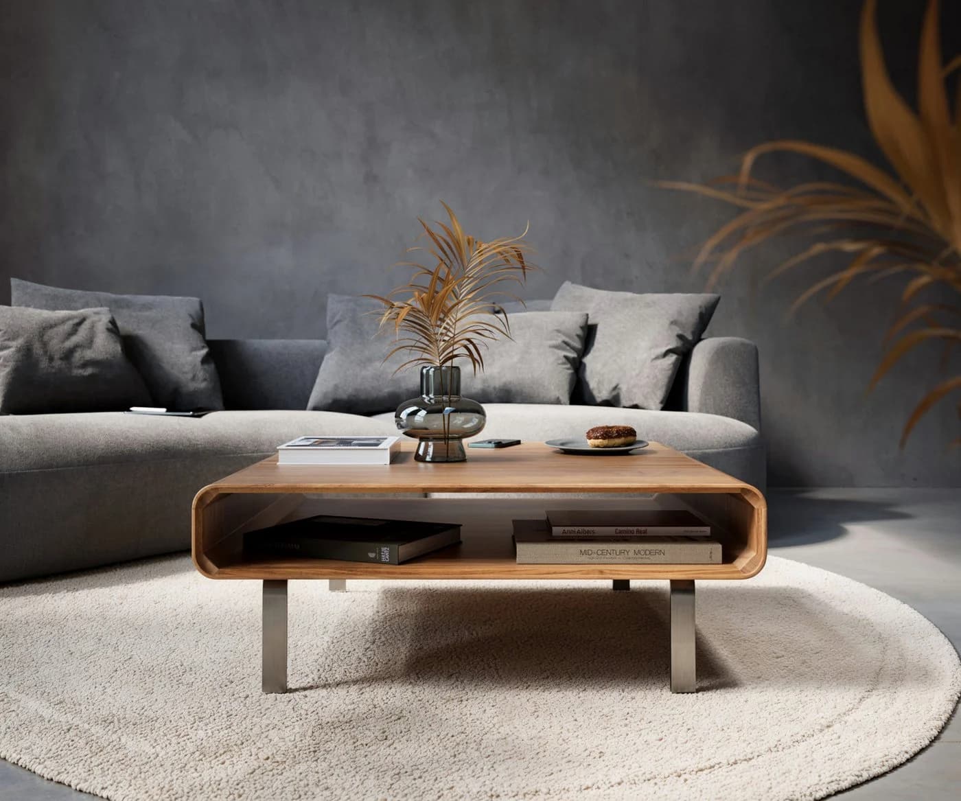 DELIFE Couchtisch Anaya Akazie Natur 90x90 cm L-Fuß Edelstahl - Bild 3