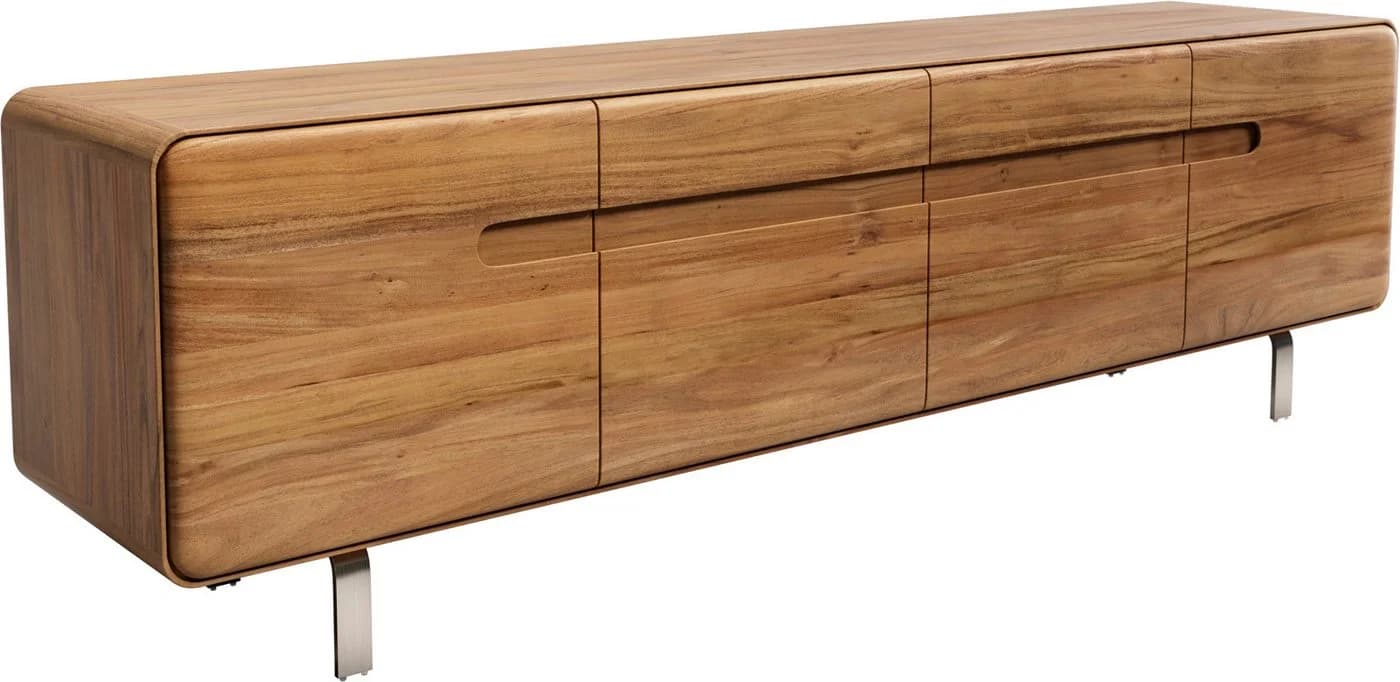 DELIFE Lowboard Anaya Akazie Natur 200 cm 4 Türen L-Fuß Edelstahl - Bild 2