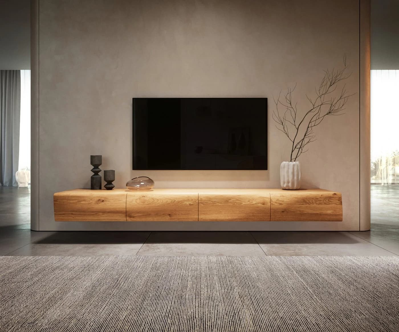 DELIFE Lowboard New Live-Edge Eiche Natur 4 Türen schwebend - Bild 2