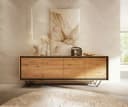 DELIFE Sideboard Stonegrace Eiche Natur Schwarz 4 Türen Steinfurnier Bild 3