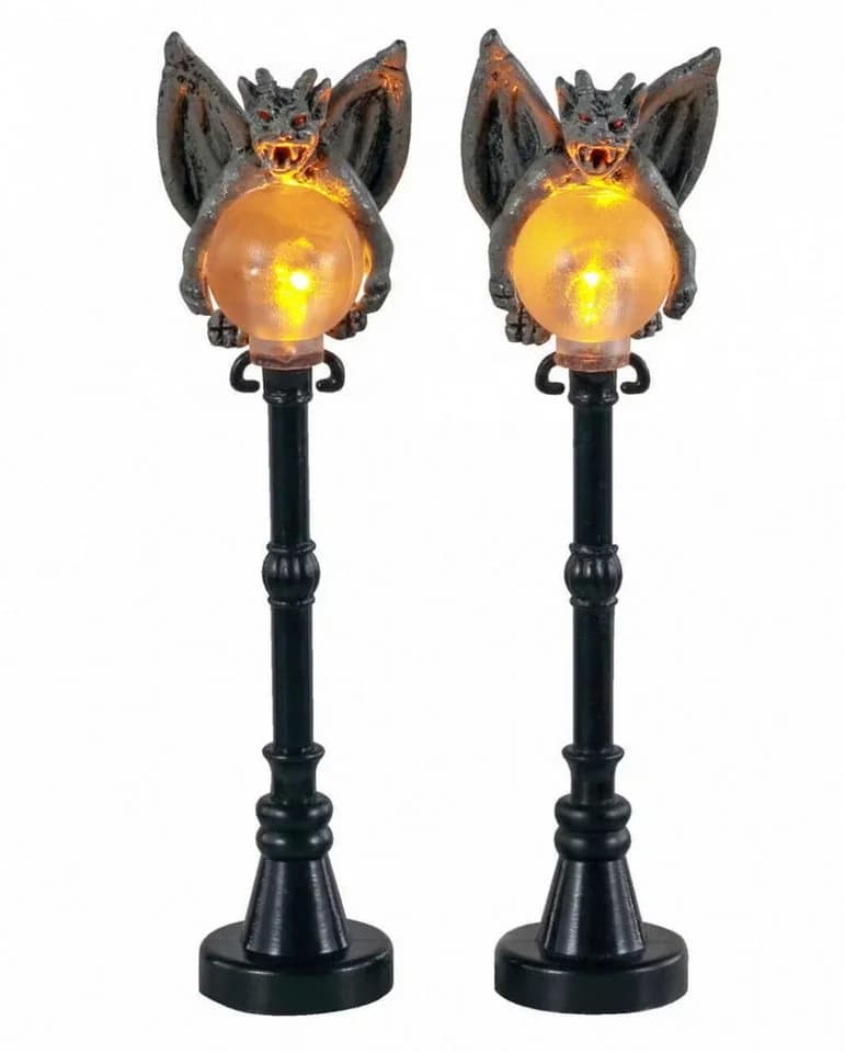 LeMax Gargoyle Lamp Post 2er Set Beleuchtet Halloween Deko Figur