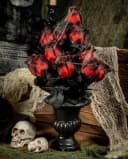 Horror-Shop Gothic Blumenvase mit verblühten Rosen & Spinnennetz Schwarz/Rot Bild 1