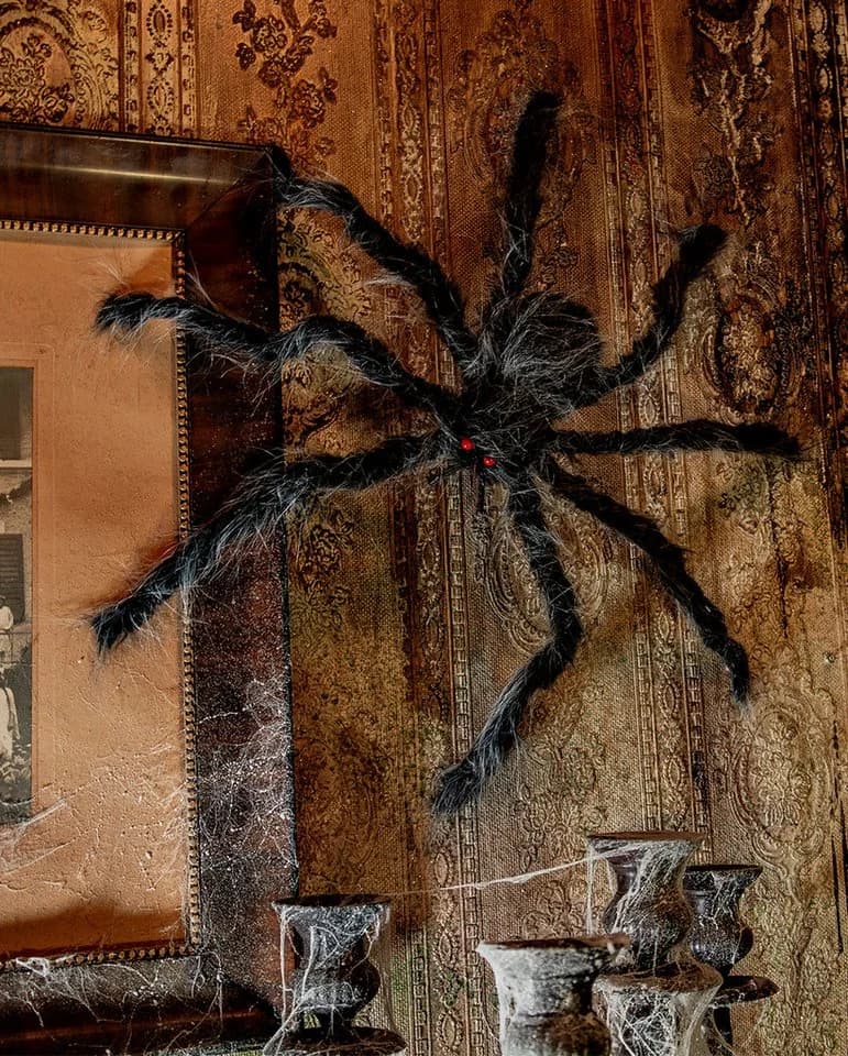 Horror-Shop Deko-Spinne Schwarz-Grau Halloween Deko - Bild 4