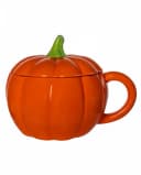 Horror-Shop Halloween Kürbis Tasse mit Deckel Orange Keramik Bild 2