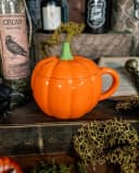 Horror-Shop Halloween Kürbis Tasse mit Deckel Orange Keramik Bild 3