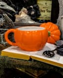 Horror-Shop Halloween Kürbis Tasse mit Deckel Orange Keramik Bild 4