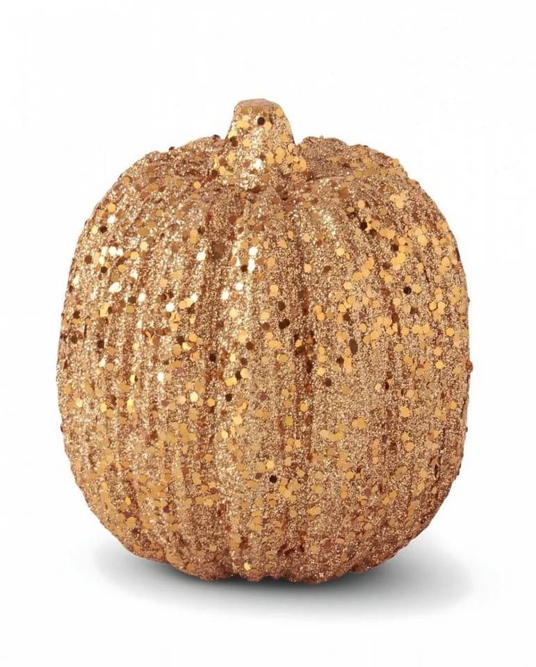 Horror-Shop Glitzer Kürbis Deko Orange Schwarz Gold Halloween - Bild 2