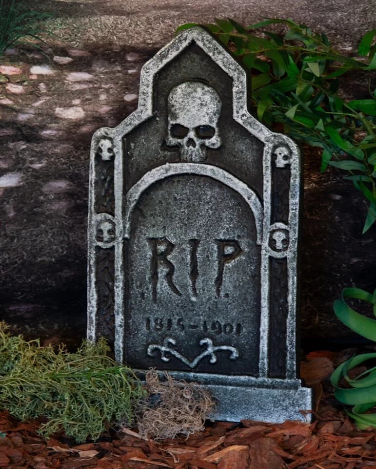 Horror-Shop Halloween Grabstein 1816-1901 mit Tot
