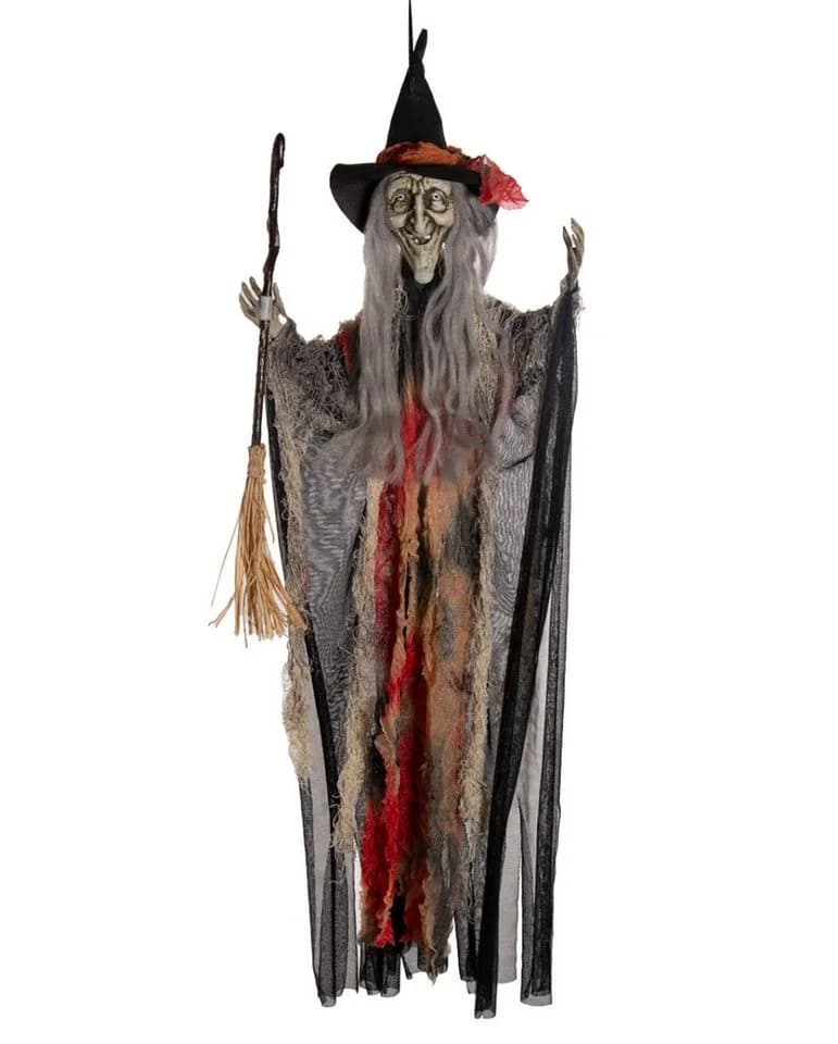 Horror-Shop Halloween Hängefigur Märchenhexe Schwarz/Beige - Bild 2