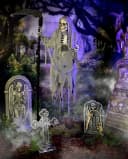 Horror-Shop Animatronic Skelett Reaper Halloween Dekofigur Grau/Beige/Schwarz Bild 1