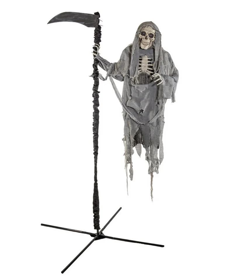 Horror-Shop Animatronic Skelett Reaper Halloween Dekofigur Grau/Beige/Schwarz - Bild 2