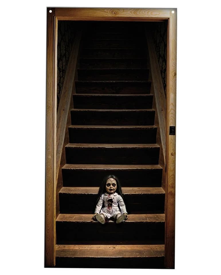 Horror-Shop Geisterpuppe Tür- & Wanddeko Schwarz Braun Beige - Bild 2