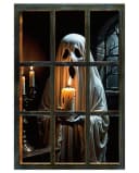 Horror-Shop Dekoobjekt Fake Halloween Fenster mit Gespenst Bild 2