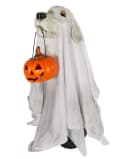 Halloween Skelett Geisterhund Deko mit leuchtendem Kürbis Bild 2