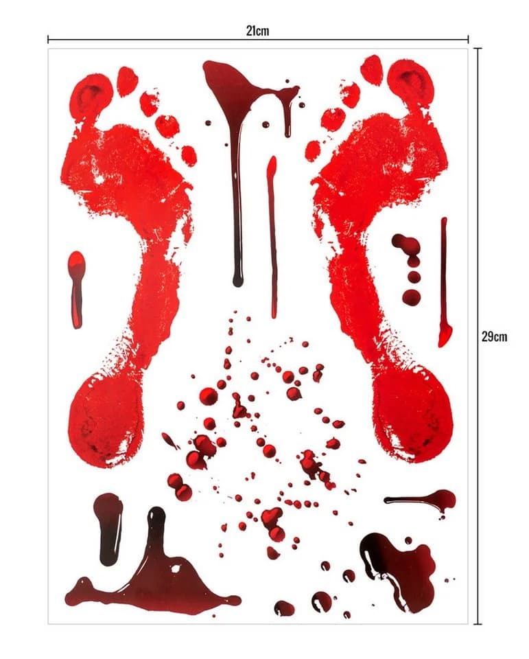Horror-Shop Dekoobjekt Blutige Fußabdrücke & Blutspuren Set 36-teilig - Bild 3