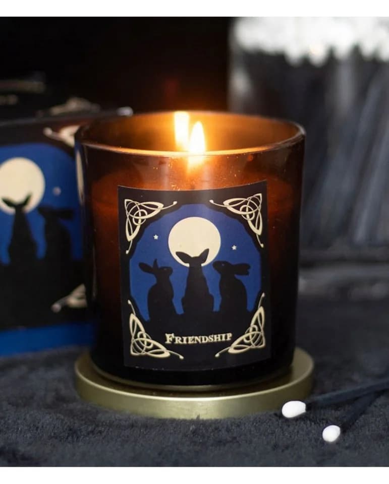 Lisa Parker Home Freundschaftskerze "Moon Gazing Hares" Beige/Blau/Schwarz