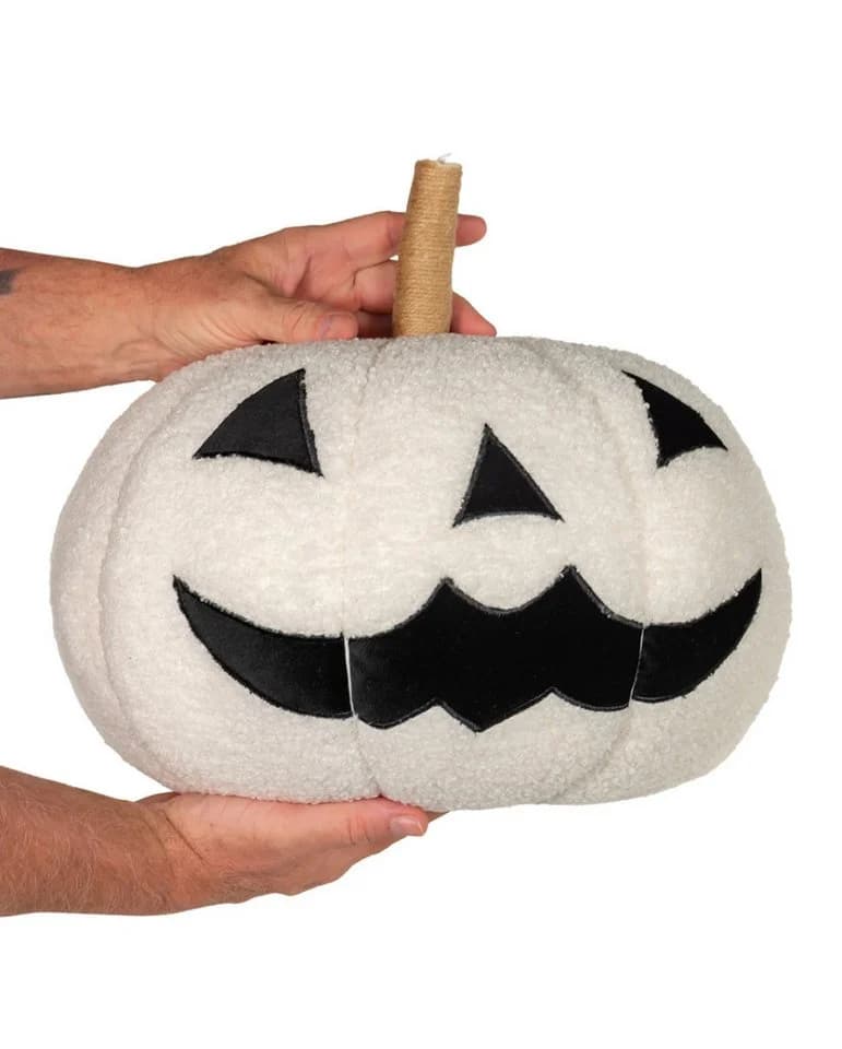 Horror-Shop Dekokissen Weißer Grinsender Kürbis 3D Halloween - Bild 5