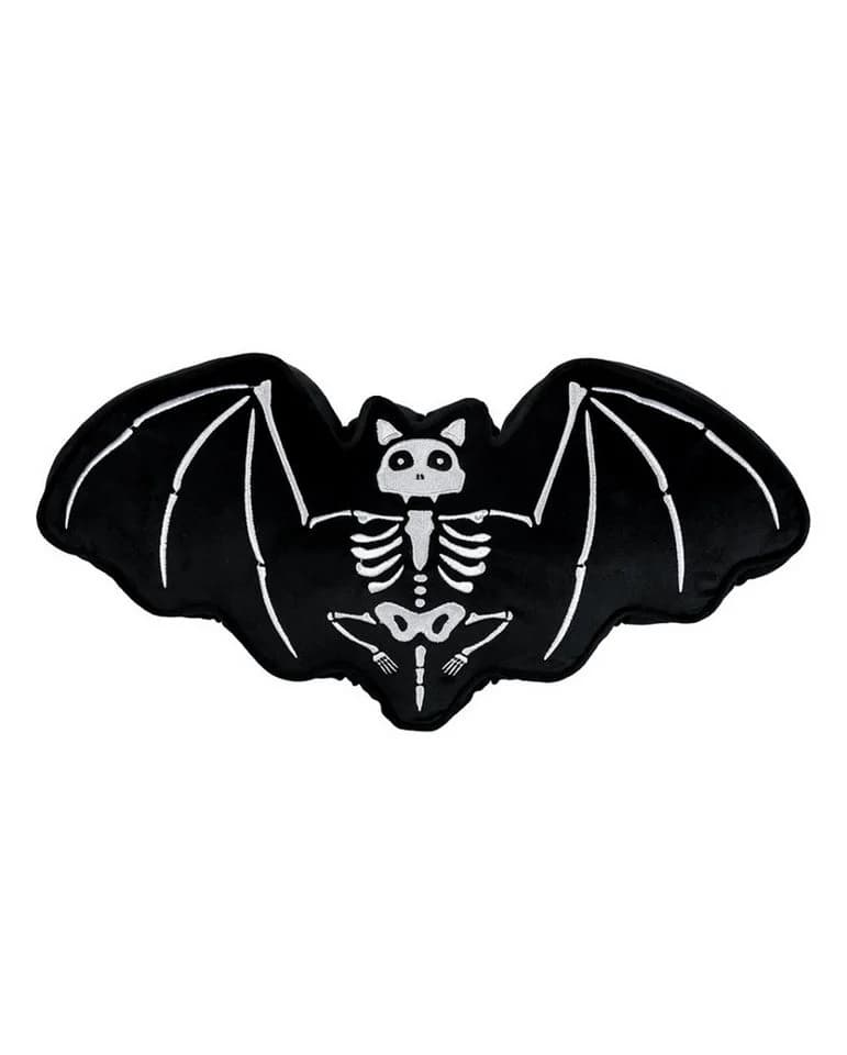 Horror-Shop Dekokissen Skelett Fledermaus Schwarz/Weiß - Bild 2