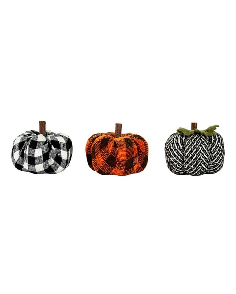 Horror-Shop Deko-Kürbisse 3er-Set Mehrfarbig Grau/Orange/Schwarz/Weiß - Bild 2