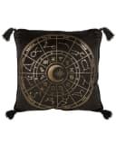 Horror-Shop Dekokissen Astrology Wheel Schwarz Gold mit Quasten Bild 2