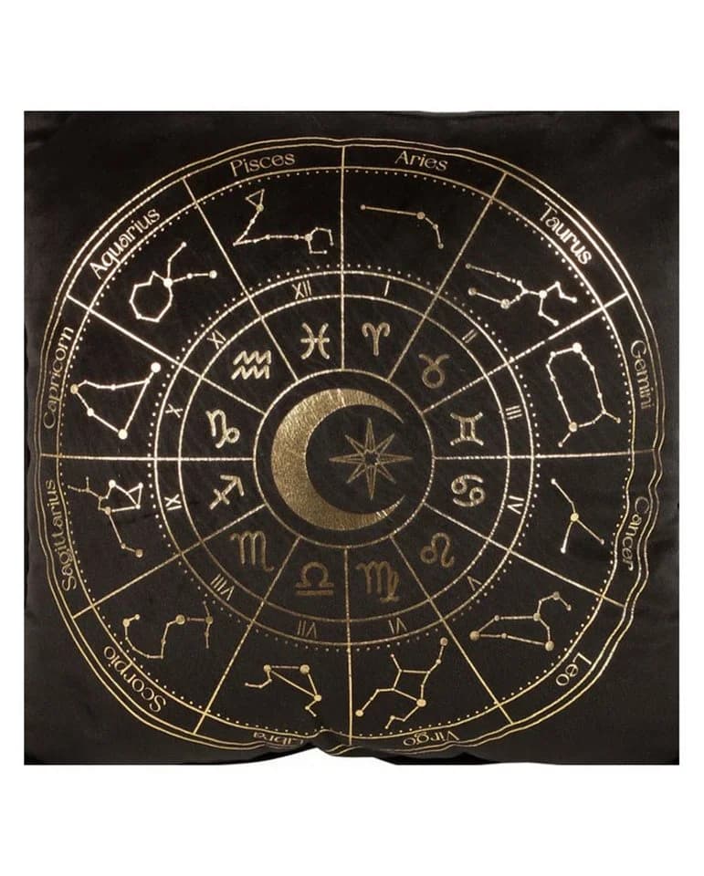 Horror-Shop Dekokissen Astrology Wheel Schwarz Gold mit Quasten - Bild 4