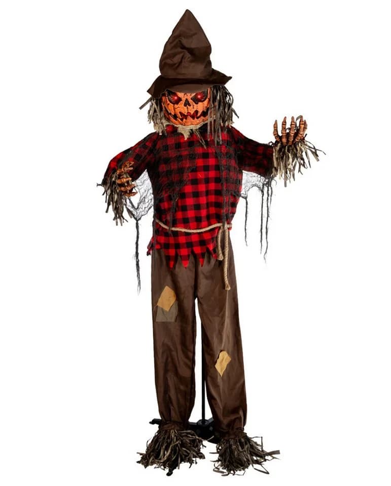 Horror-Shop Halloween Animatronic Kürbis-Vogelscheuche 198cm - Bild 2