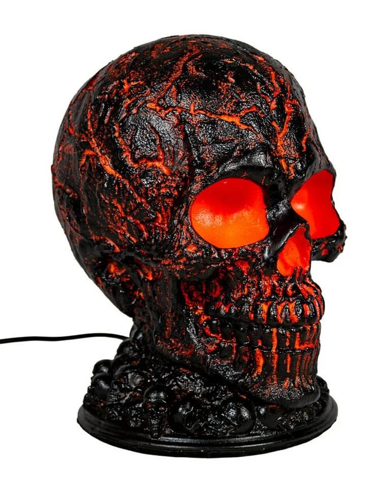 Horror-Shop Totenkopf Lampe Lava Effekt Schwarz Orange USB - Bild 2