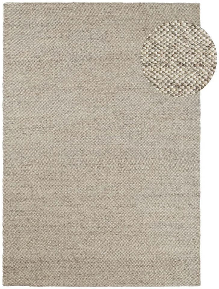 TaCa Home Wollteppich Handgewebt Beidseitig Beige
