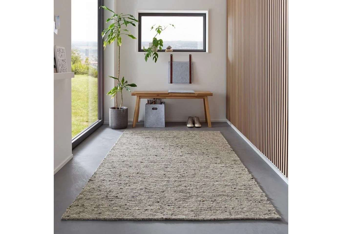 TaCa Home Wollteppich Grau Meliert Gewalkt Handweb - Bild 2