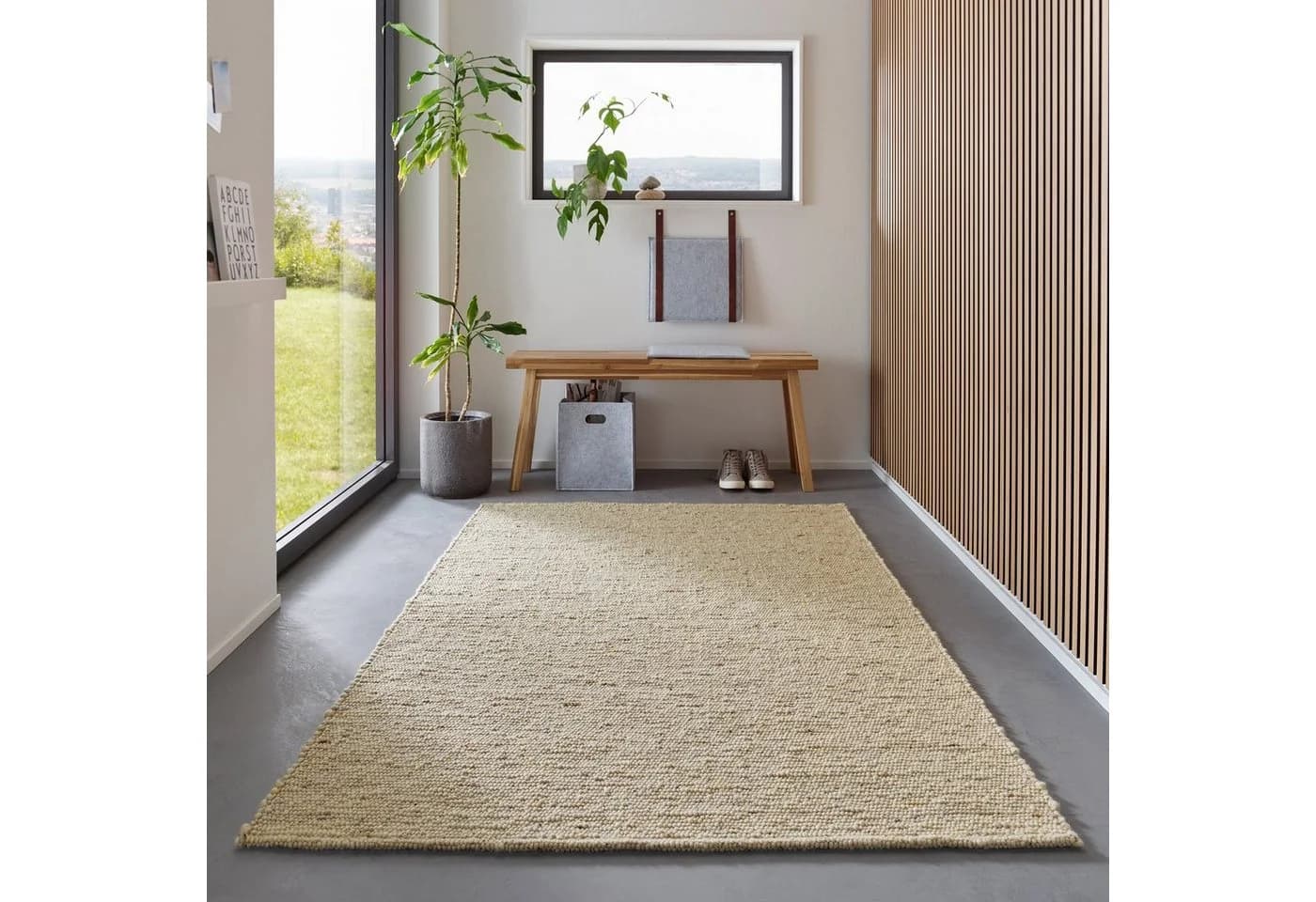 TaCa Home Wollteppich Gewalkt Handweb Natur Meliert - Bild 2