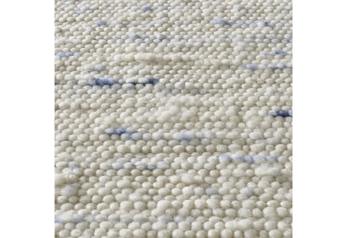 TaCa Home Wollteppich Handweb Woll-Teppich Neuseeland Blau Meliert