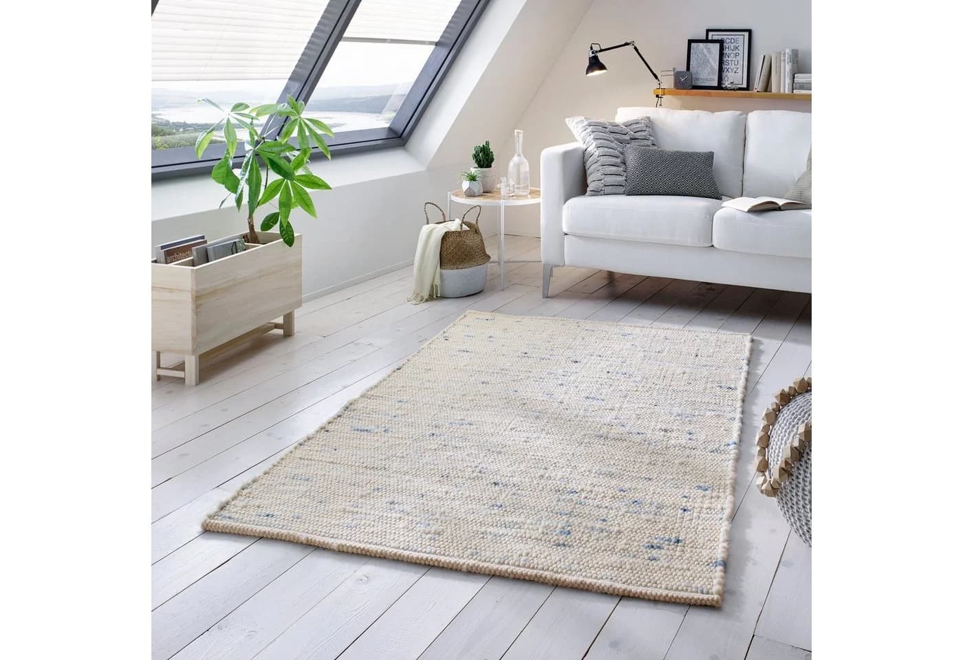 TaCa Home Wollteppich Handweb Woll-Teppich Neuseeland Blau Meliert - Bild 2