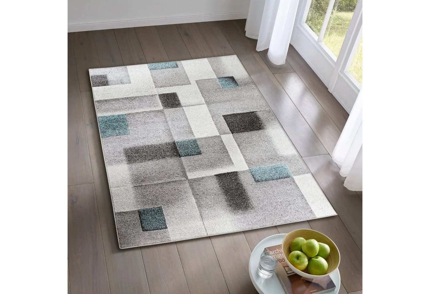 TaCa Home Teppich Designer Kurzflor Karos Blau Modern - Bild 2