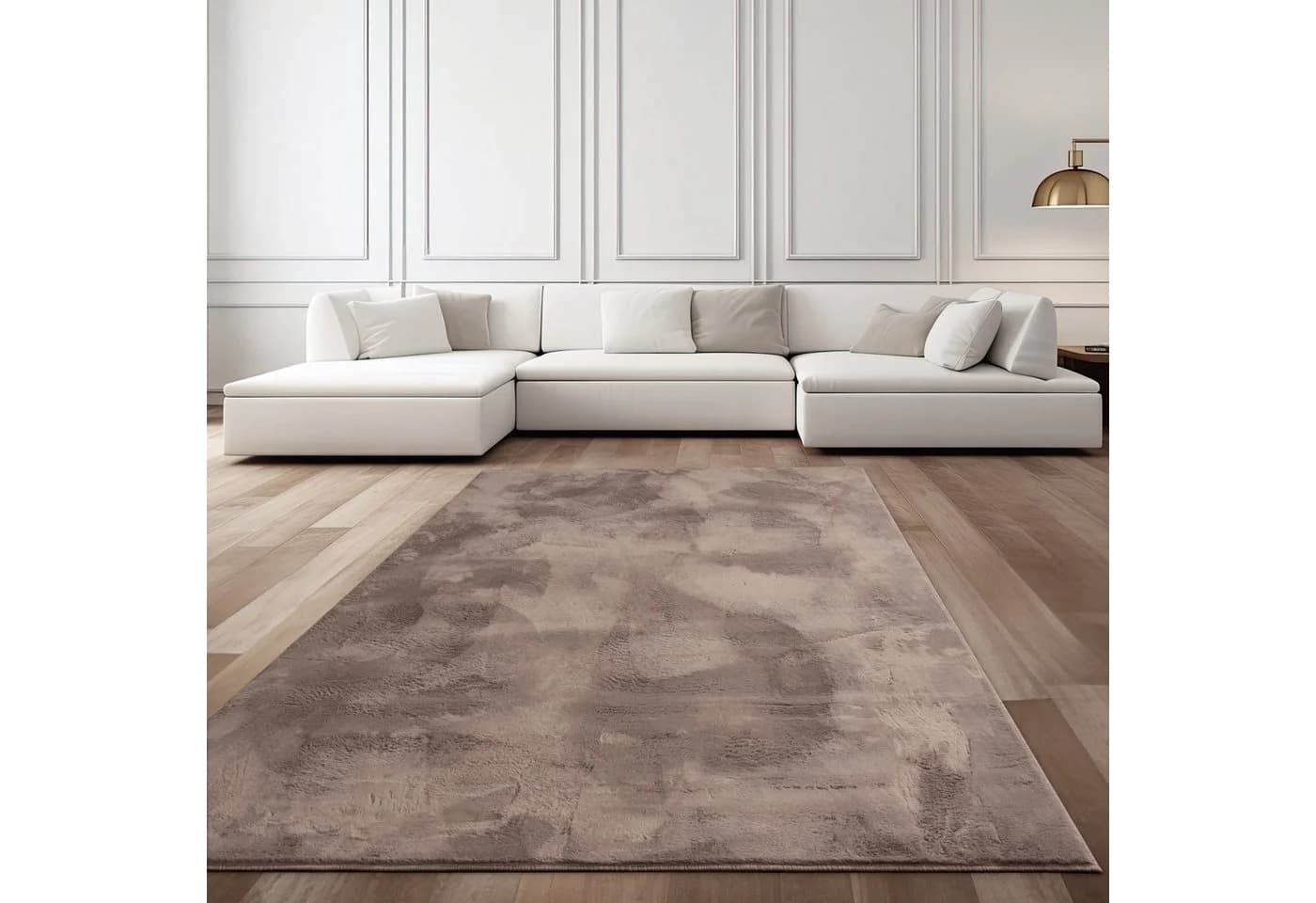 TaCa Home Teppich Taupe Kunsthasenfell Imitat Modern - Bild 2