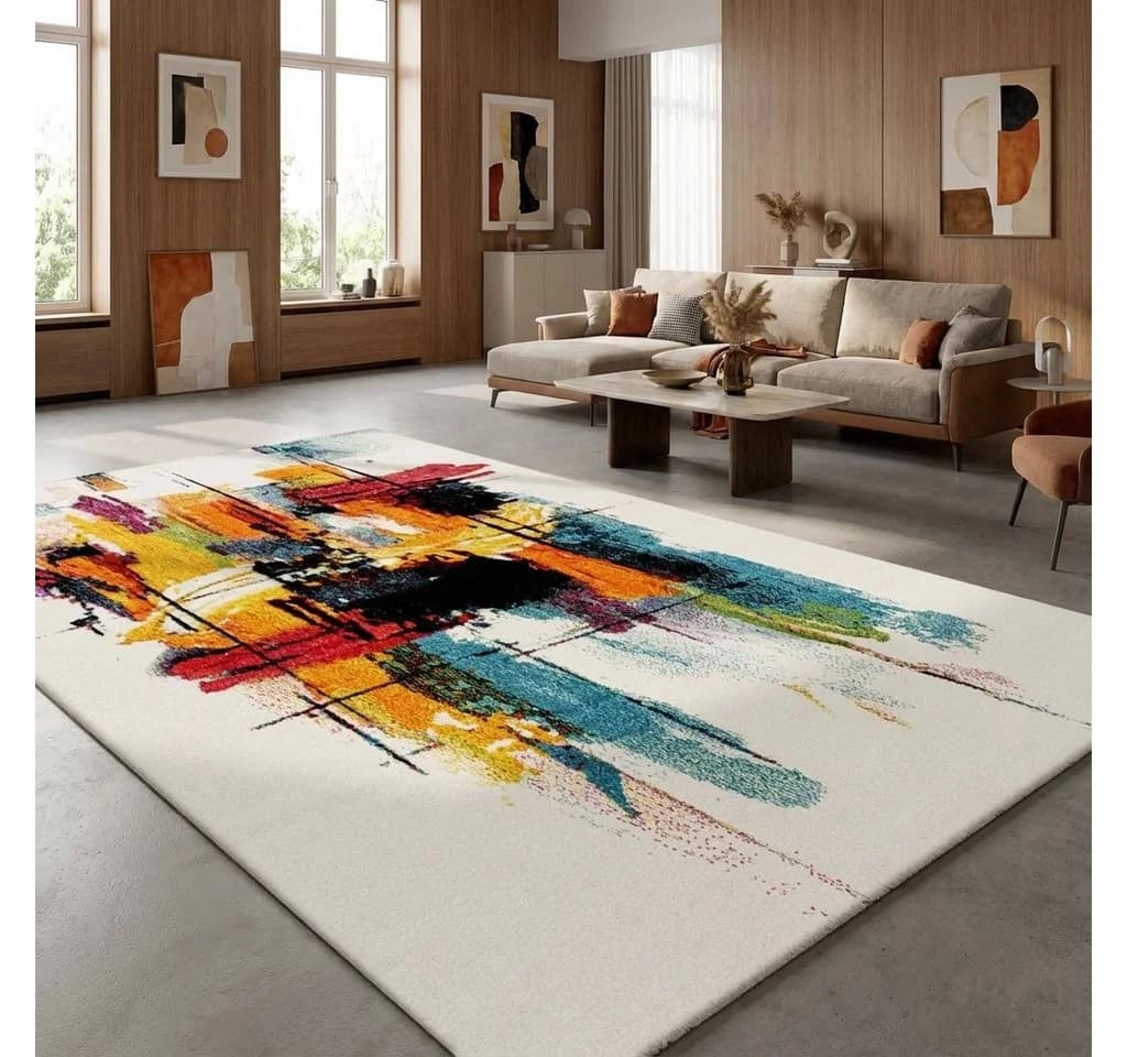 TaCa Home Kurzflor-Frisee-Teppich Bunt Modern - Bild 2