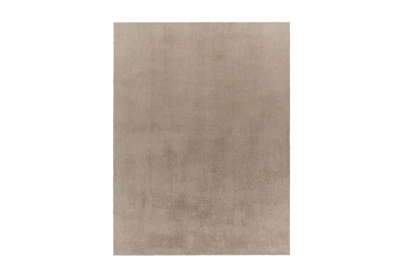 TaCa Home Kurzflor-Teppich Uni Taupe Polyester