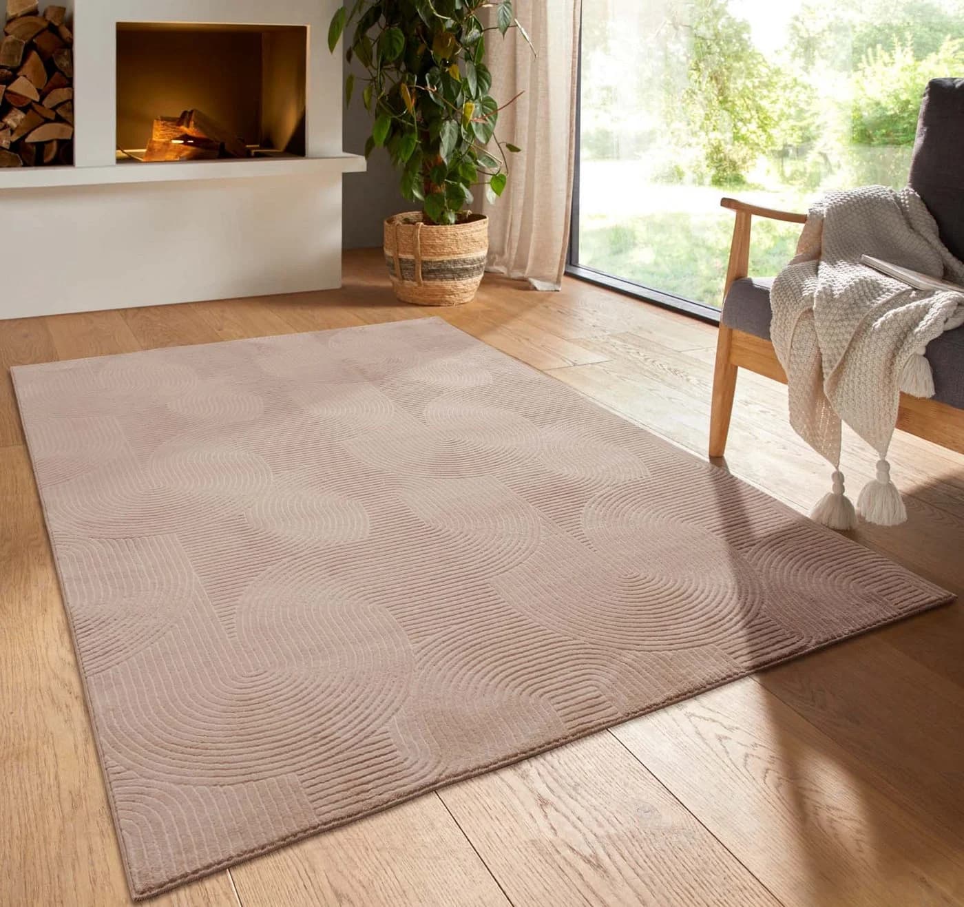 TaCa Home Kurzflor Teppich Beige Hasenfell Optik - Bild 2