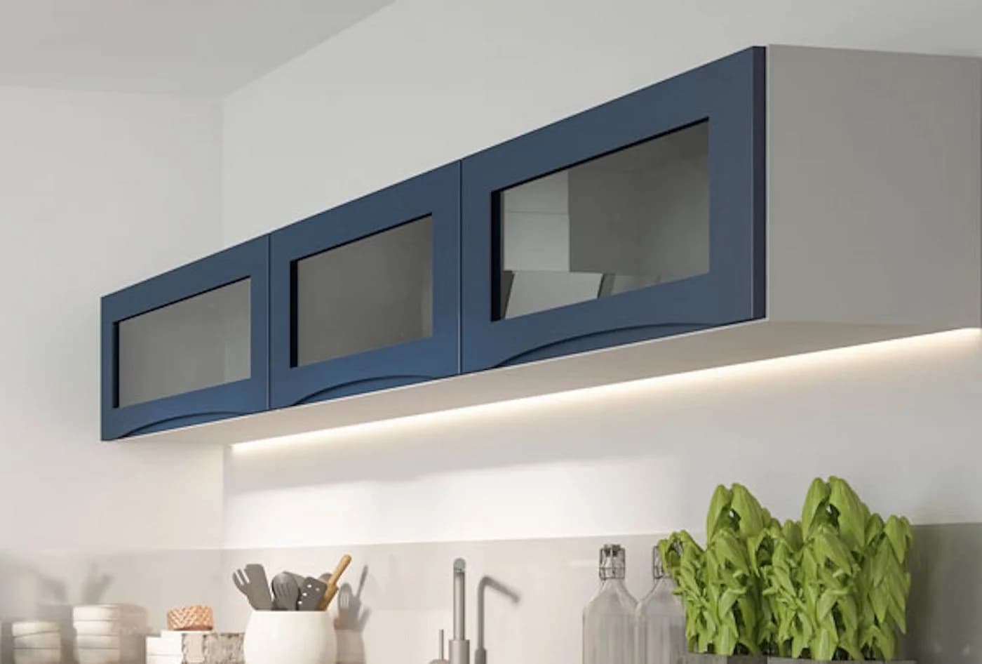 Feldmann-Wohnen Klapphängeschrank Napoli 90cm Hochglanz grifflos mit Glaseinsatz - Bild 4