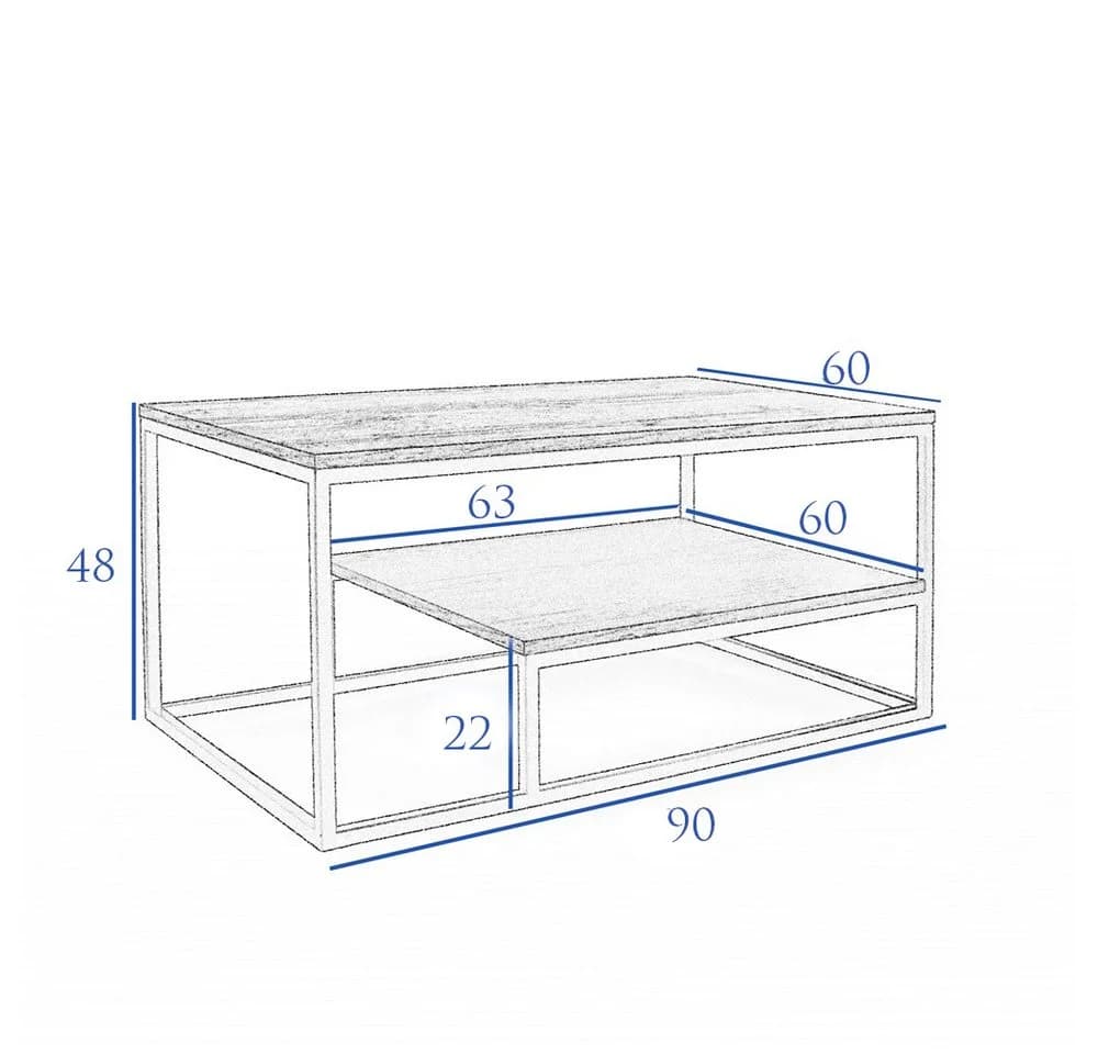 Design Möbel Couchtisch Moderner mit Ablage Stahlgestell Eiche Wotan - Bild 3