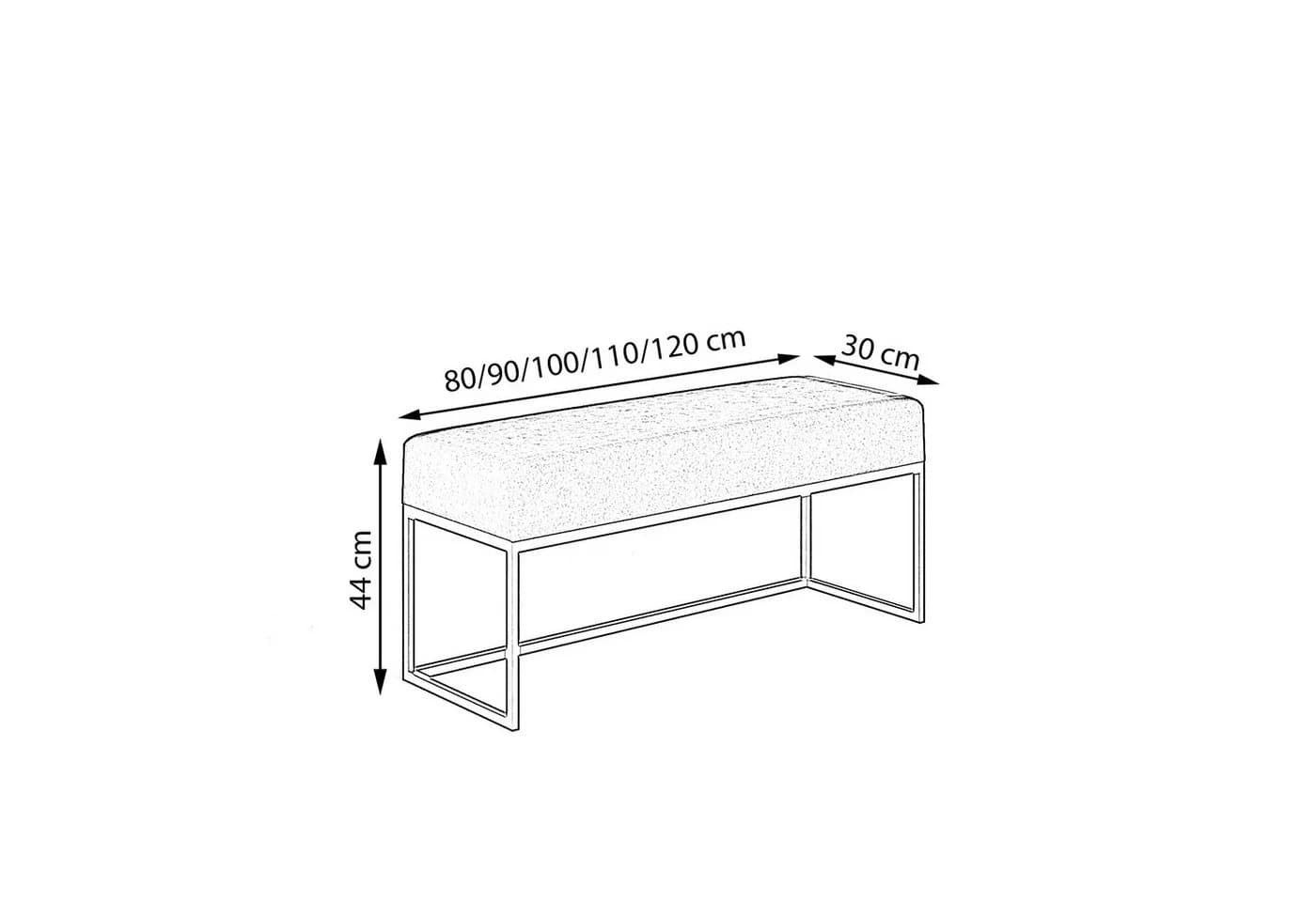 Design Möbel Gepolsterte Sitzbank mit Metallgestell Schwarz Modern - Bild 3