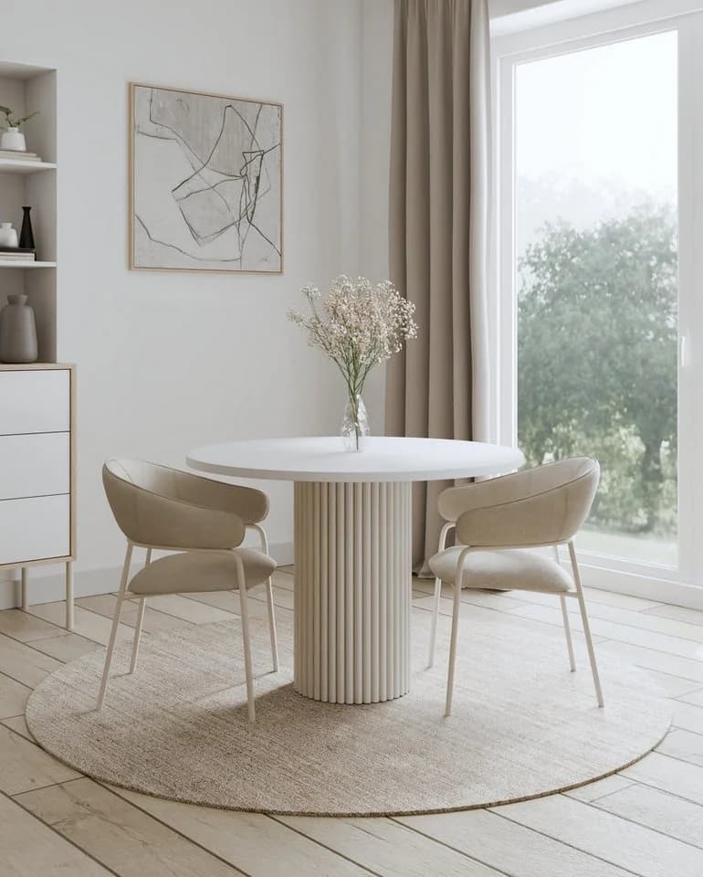 Design Möbel Esstisch LOOP Rundtisch 100 cm Weiß - Bild 2
