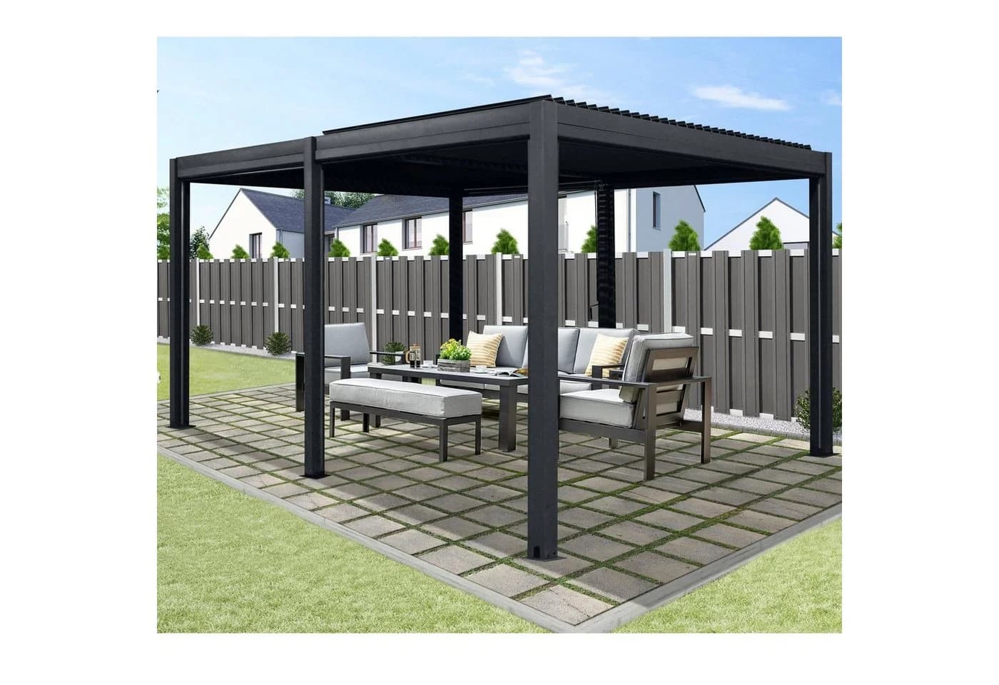 osoltus Bioclimatic Lamellen-Pavillon Pergola mit verstellbarem Lamellendach