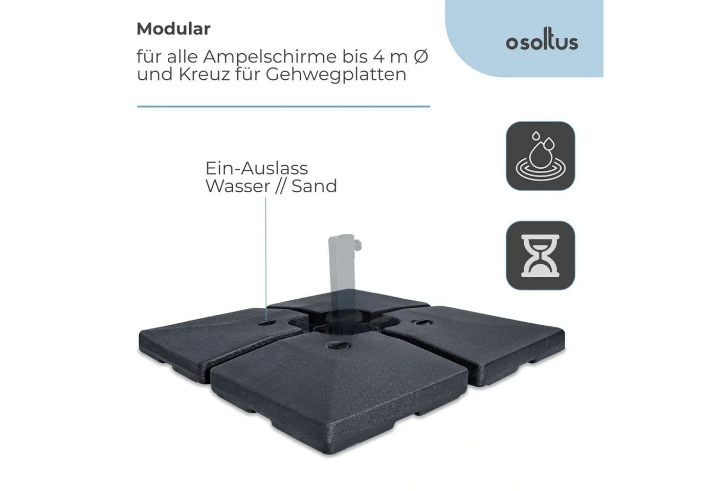 osoltus Schirmständer 4x Einlegeplatten befüllbar UV-beständig - Bild 4