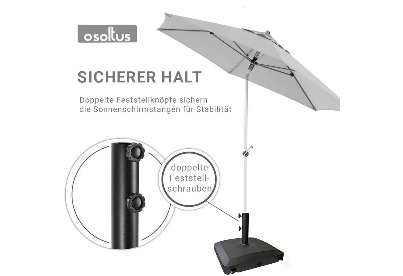 osoltus Schirmständer Kunststoff Anthrazit mit Rollen befüllbar