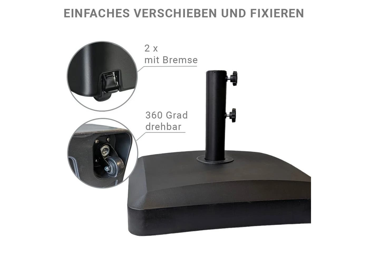 osoltus Schirmständer Kunststoff Anthrazit mit Rollen befüllbar - Bild 3