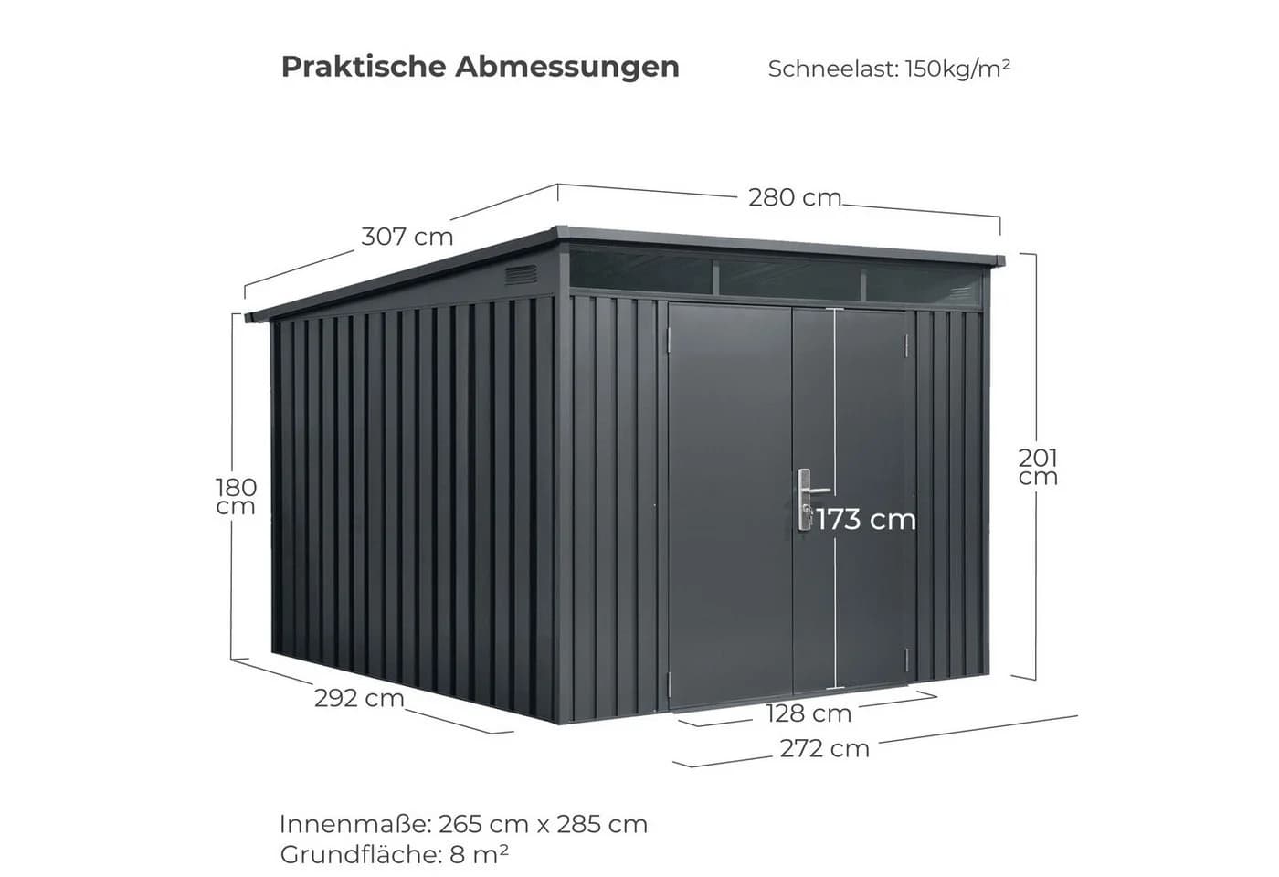 osoltus Premium Metall Gerätehaus Skylight 8 m² 280 x 300 cm - Bild 3